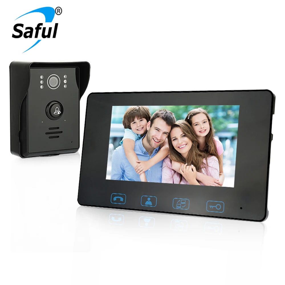 

Saful 7'' LCD Wired Video Door phone Waterproof Phone Intercom with Night Vision push Button Electric Function Free Shipping