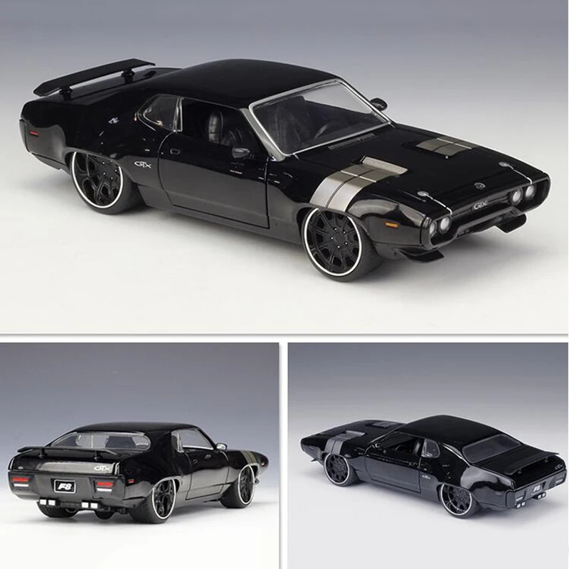 

22CM 1:24 Scale Metal Alloy 1972 DOM'S PLYMOUTH GTX Fast Racing Car Model Diecast Vehicles Toy F Children Collection