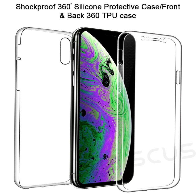 Двойной силиконовый чехол мягкий для iPhone 11 Pro XR X XS Max Передняя Задняя крышка 5 SE 6S 6 8