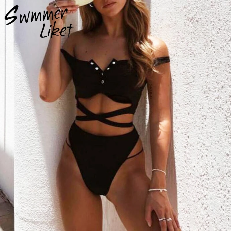 

High waist bikinis 2019 mujer Push up swimwear women Sexy black swimsuit female bathing suit beachwear New two-piece suit summer