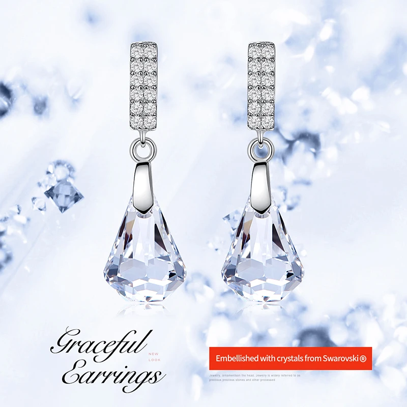 CDE 925 пробы серебряные серьги, украшенные кристаллами Swarovski, висячие серьги с кристаллами, Женские Ювелирные изделия из серебра Brinco