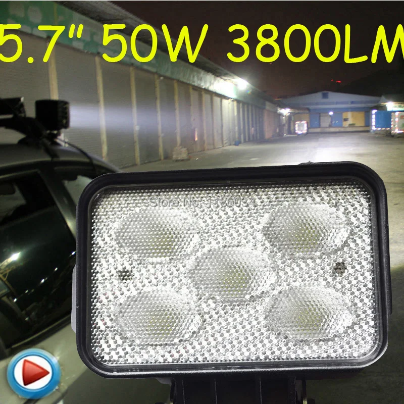 

Free ship!5.7" 50W 10~30V LED working light,1pcs/set,Black,3800LM,6500K,Bulldozer,Crane,4x4 SUV ATV,Motorcycle light