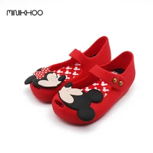 NEW Mickey & Minnie Mini Melissa Girls Sandals Red/Black/Pink Soft Antiskid Sandals Girls Shoes Kids Sandals Plus Size