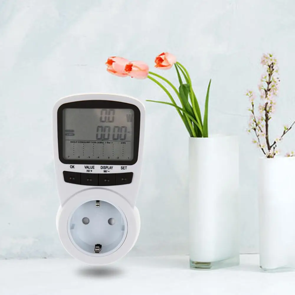 Digital LCD Electric Power Enter Energy Meter Voltage/Wattage/Current