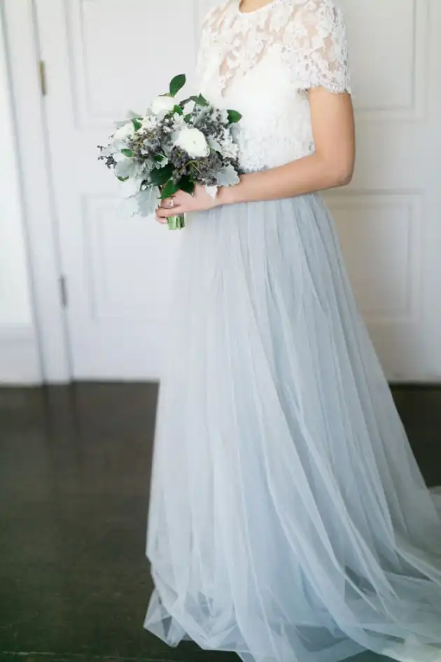 white lace top with tulle skirt