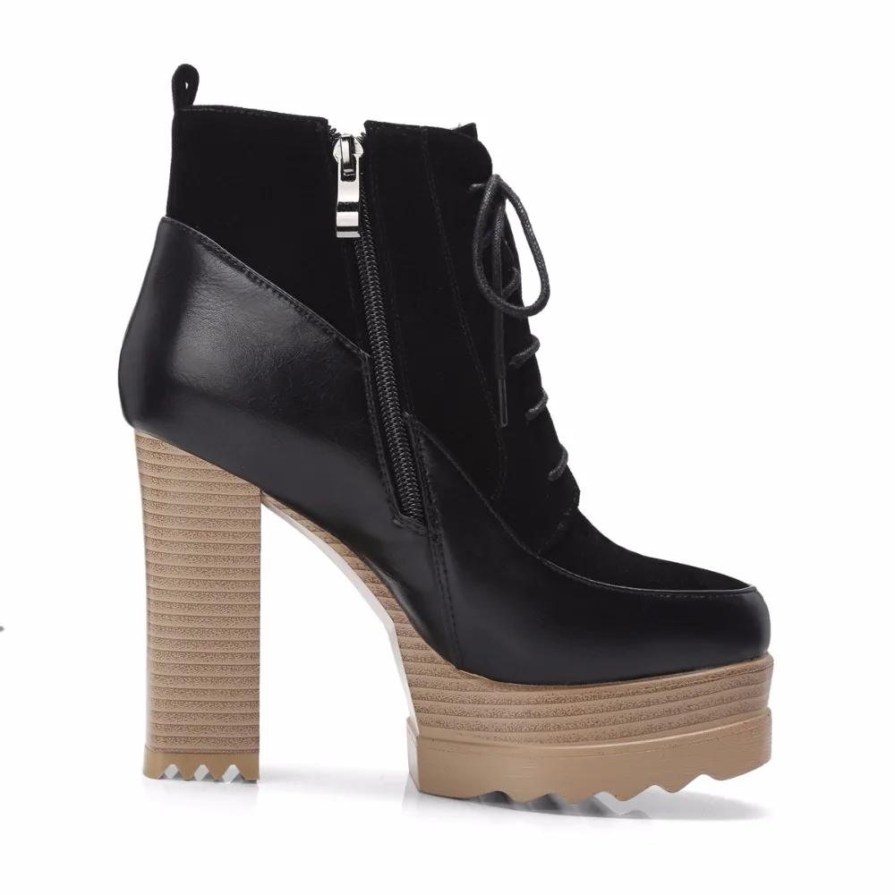 Mode Taille Bottes 42 Dentelle 34 Asumer Automne Jusqu'à Pour Ote Apricot Femmes La Haute Hiver Dames forme Cheville Plate Zip Grande noir Talons gris Ronde 0qwtw5I