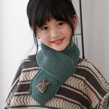 Лидер продаж года, модный шарф унисекс с рисунком медведя из мультфильма, однотонный теплый детский шейный платок, весенне-осенние детские шарфы с кроличьим мехом