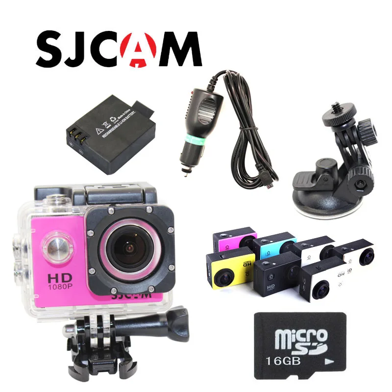 SJCAM SJ4000 1080 P 60FPS Спорт действий Водонепроницаемый Камера+ Батарея+ 16 GB Class10 микро-карты памяти+ Автомобильное Зарядное устройство+ держатель