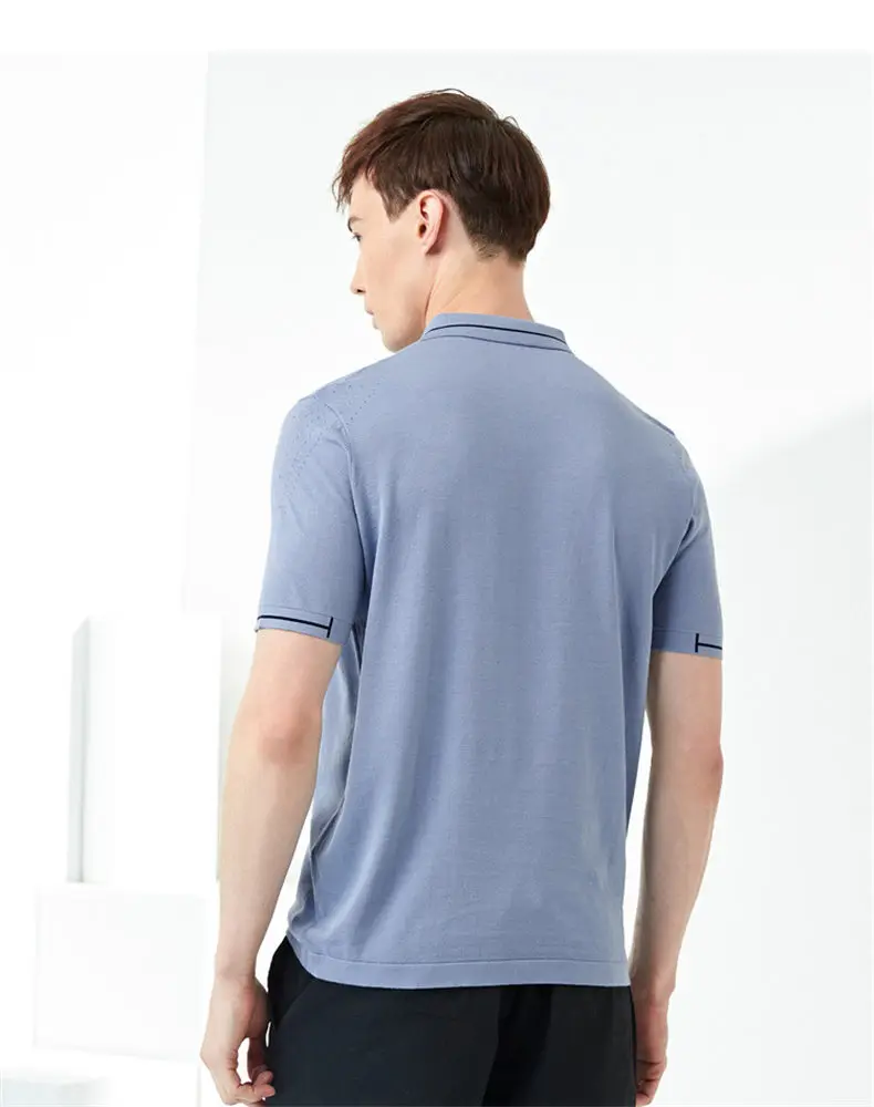 MuLS Luxury Silk Polo Shirt Men 16GG Knitted Sweater Polos Shirts Real Mulberry Silk Short Sleeve Soft Comfortable Plus Size 4XL 5