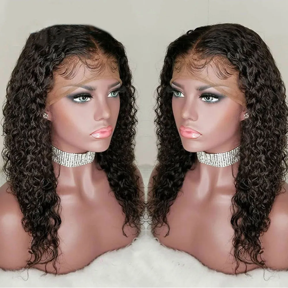 Вьющиеся полностью кружевные человеческие волосы парики для женщин натуральные черные длинные Малазийские Волосы remy парики с детскими волосами