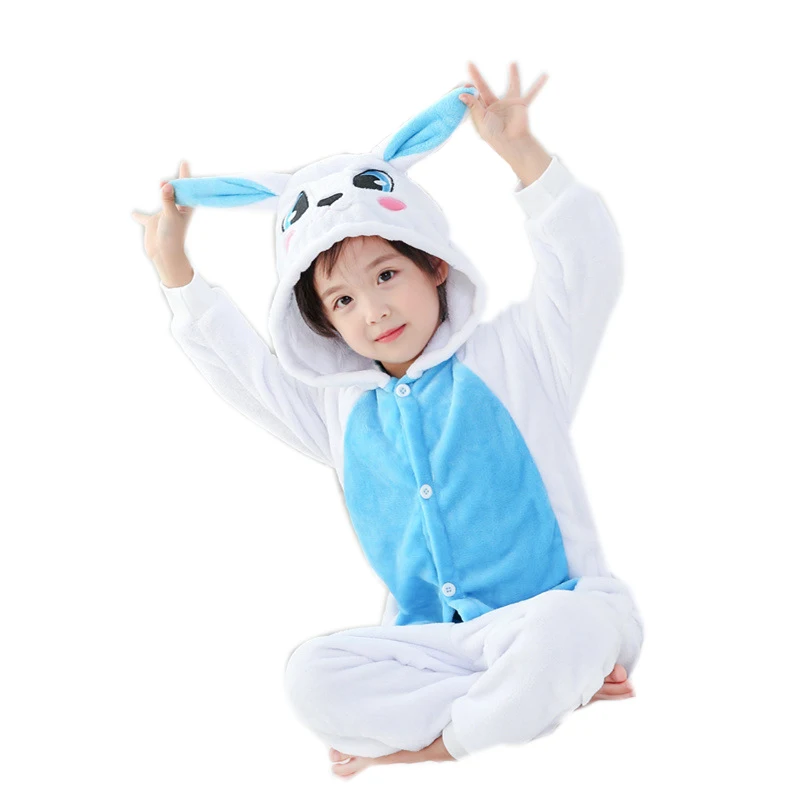 

Centuryestar Animal Onesie Kids Boys Girls Animais Sleepers Animes Pijama Flannel Hooded Pajamas One Piece Pink Blue Bunny