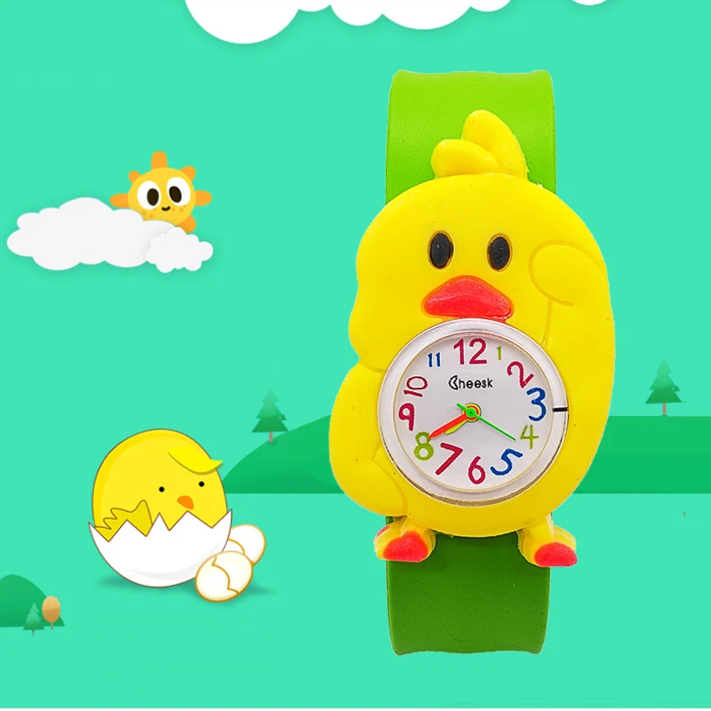 

Fashion Kids Watches Animal Little yellow chicken Cute Children Clock Baby Kid Quartz Waterproof Wrist Watch for Girls Boys Gift