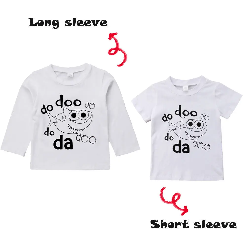 

Newborn Baby Kids Boys Shark Printed Short/Long Sleeves T-shirt Tee Tops Casual Clothes Outfits