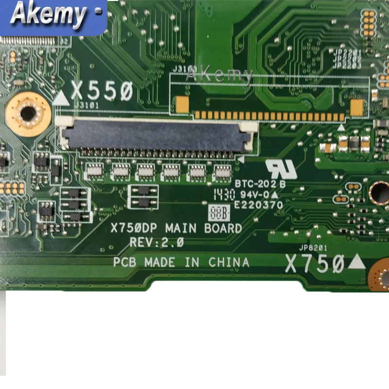 Cheap  X550DP LVDS For ASUS X750DP K550D X550D X550DP laptop motherboard X750DP Rev2.0 mainboard 100% test