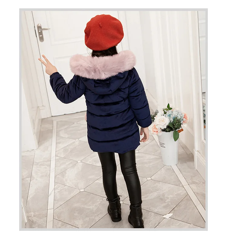 Jaqueta de Inverno das Crianças para Meninas de Pele com Capuz Nova Qualidade Engrossar Veludo Meninas Moda Jaquetas Outerwear 3-12yrs 2020 Boa 26 High Quality Mamãe e Bebê