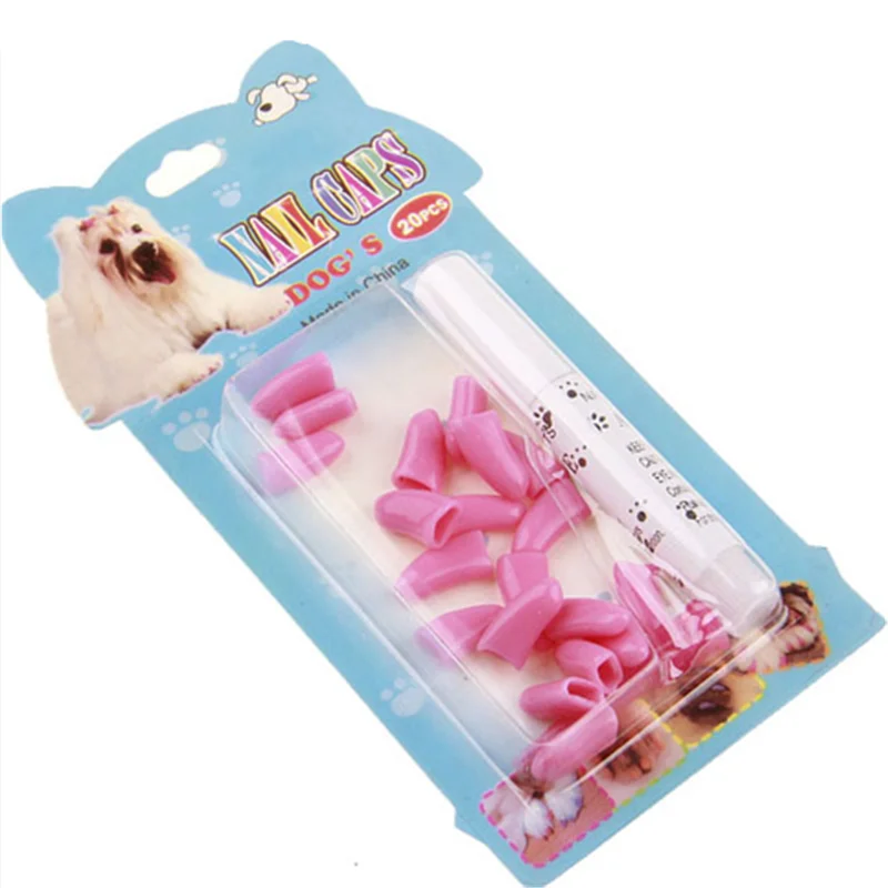 20 зерен игрушки для собак против царапин и царапин Предотвращение домашних животных ногтей рукав для собак и кошек товары для животных - Цвет: pink