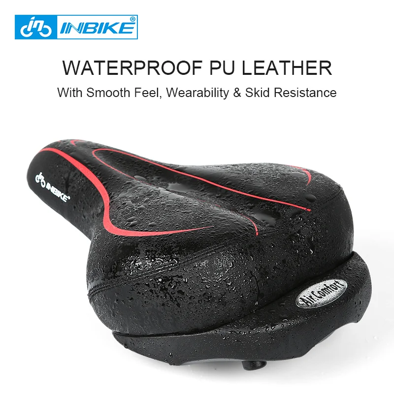 Kopen INBIKE Opblaasbare Fietszadels Dikker Breed Kussen Ademende MTB Bike Seat Pad Shockproof Zachte Spons Fietsen Zadel Onderdelen