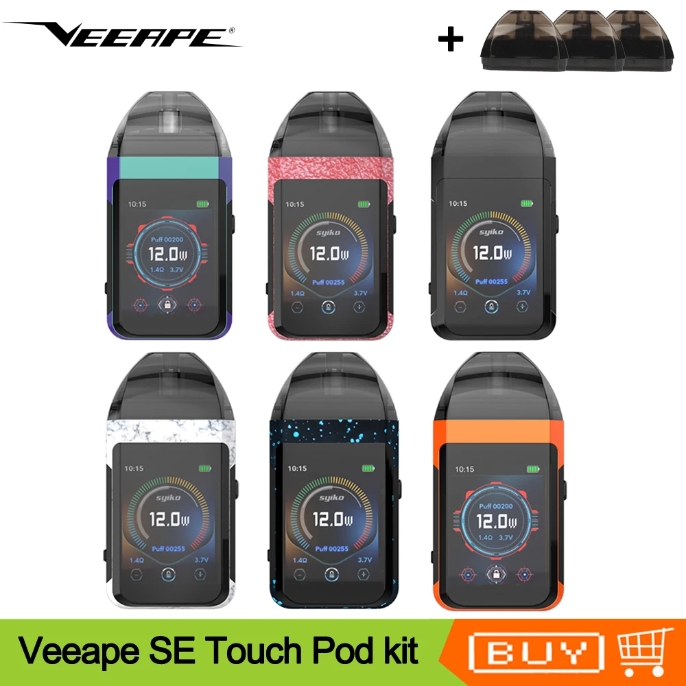 

Original Veeape Syiko SE Touch Pod Vape Kit 650mAh Built-in Battery With 2ml Pod Cartridge Electronic Cigarette Kit Vaporizer