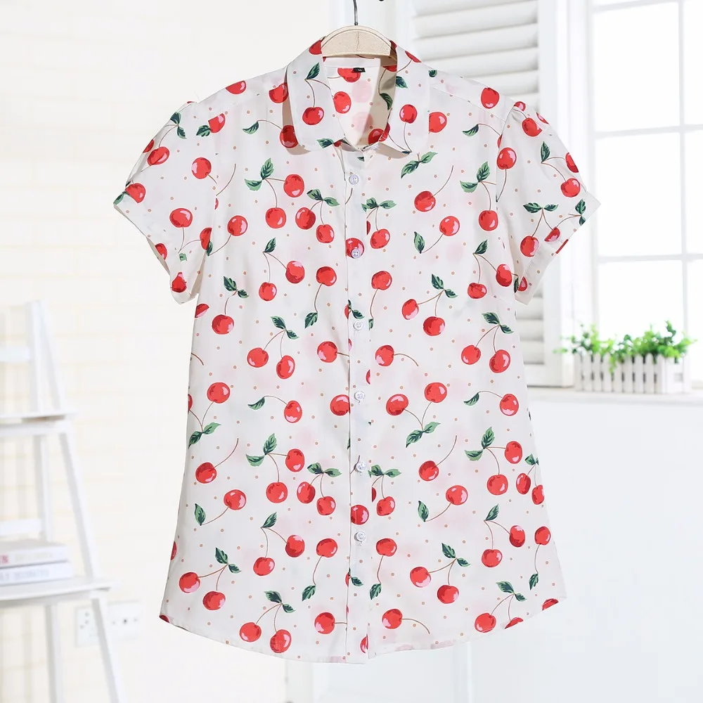 Camisa De sredgranden Casual Tallas swhitetulip Sbluechry Grandes Dioufond sgreenswan syelboh Mujer Floral Con swhiteredf Para Blusa Manga Playa 2017 sblueredf sworange Estampado Tops snlipstick sblackredf Verano Algodón sgpineapple Corta snavydaisy AdCq5Aw