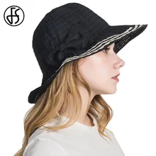 FS летние женские лук холст солнца Шапки складной Повседневное Viseira Feminina козырек купол ведро шляпа кружева крючком пляж Chapeu Feminino