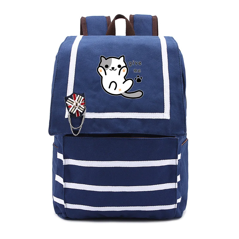 

2018 Neko Atsume Unique Printing Backpack Women cute cats BookbagCanvas Backpack Schoolbag for Girls Rucksack Casual