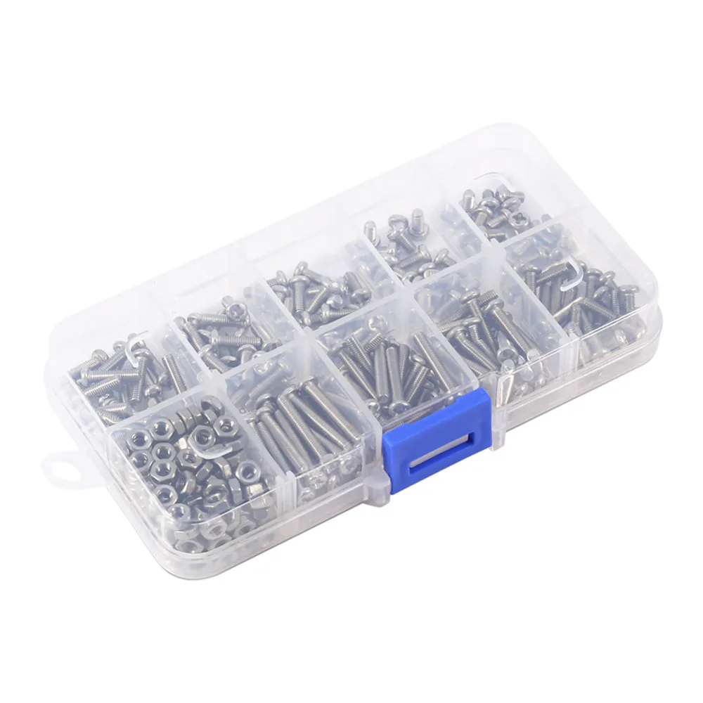 

340pcs/set M3 Stainless Steel Screws and Nuts Assortment Kit Set Pan Head Good Quality