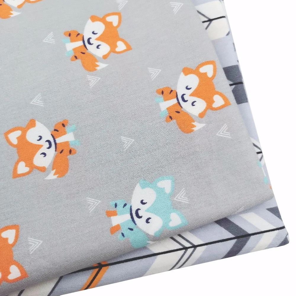 

Grey Cute Fox Arrow100% Cotton Fabric Diy Sewing Patchwork Quilting Baby Cloth Cribs Cushions Blanket Home Decor Material Tissus
