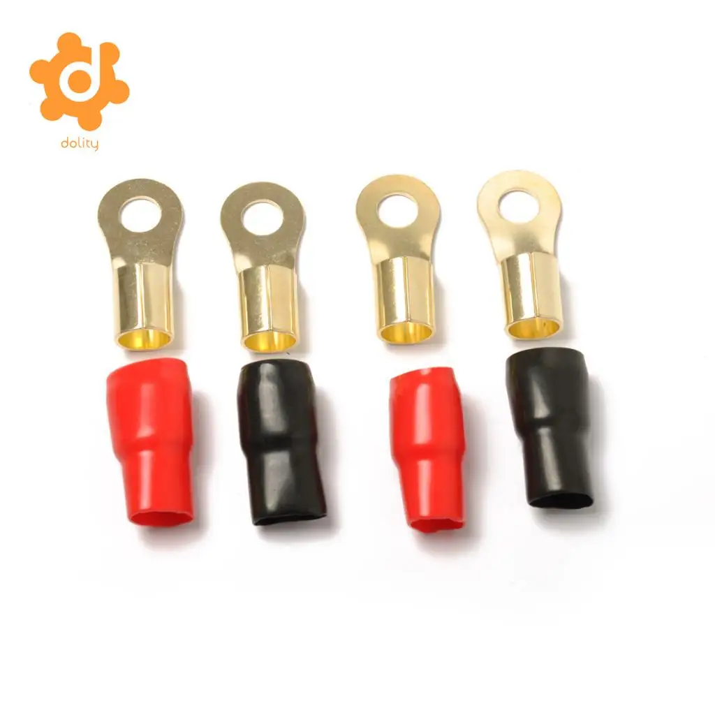 dolity 2 Pairs 1/0 AWG Car Audio Power Ground Wire Ring Terminal Connector Brass
