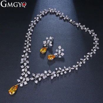 

GMGYQ Luxury Design Plant Branch AAA Sliver Color Zirconia Flower Jewelry Sets Bridal Wedding Engagement Jewelry For Women
