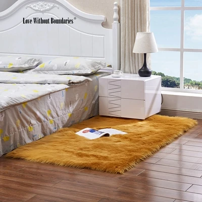 Дворцовые Коврики высокого качества гладкий и имитация шерсти ковер для спальни коврик элегантная Подушка оконная подушка коврик ковер - Цвет: Цвет: желтый