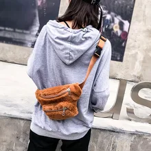 Женская сумка на плечо, модная плюшевая сумка на грудь, поясная сумка для девочек, однотонная плюшевая сумка на молнии, сумка-мессенджер, нагрудные поясные сумки, сумки