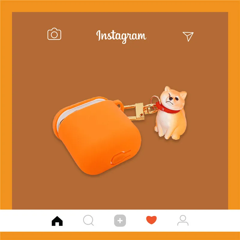 

For AirPods 3D Shiba Inu dog case earphone for Apple Airpods 2 fun accessories protect cover with belt finger ring earphone case