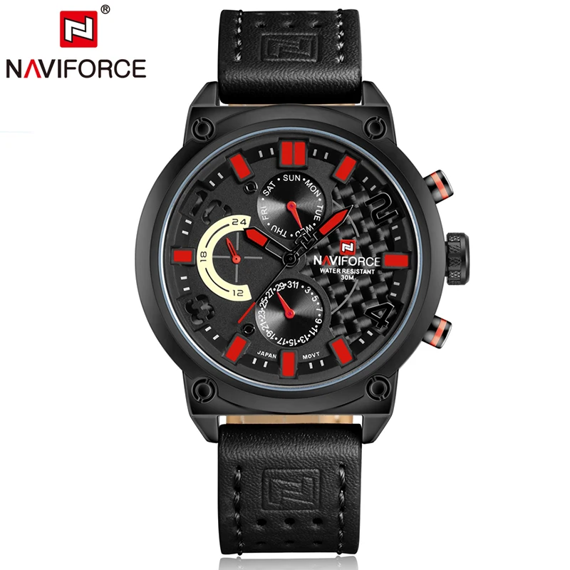 

Naviforce Luxury Men's Watches Sports Wristwatch Waterproof Mens Watch 2018 Genuine Leather Watchband relogio masculino