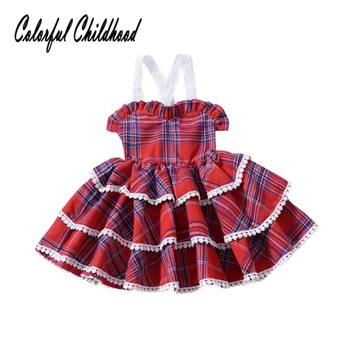 

Girls Christmas dress vintage plaid strap tutu dress princess girls party wedding costumes bebe vestidos Xmas