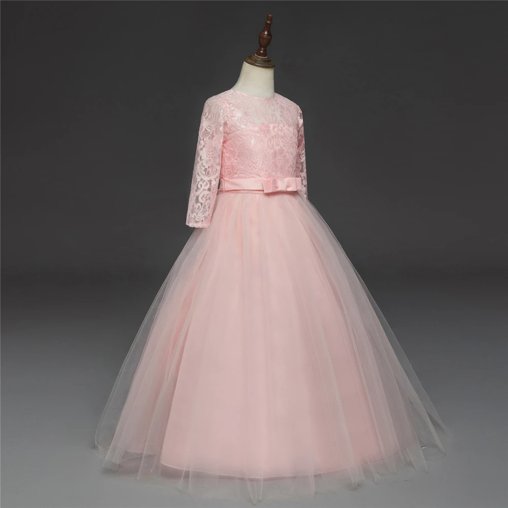 High Quality Lace Princess Dress Girl Wedding Gown Long Party Kids Dresses For Girls 2018 New Autumn Winter Children Costumes (2)