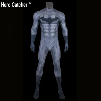 

Hero Catcher Top Quality Muscle Padding Batman Costume Spandex Batman Suit With Muscle Padding 3D Print Muscle Shade Batman