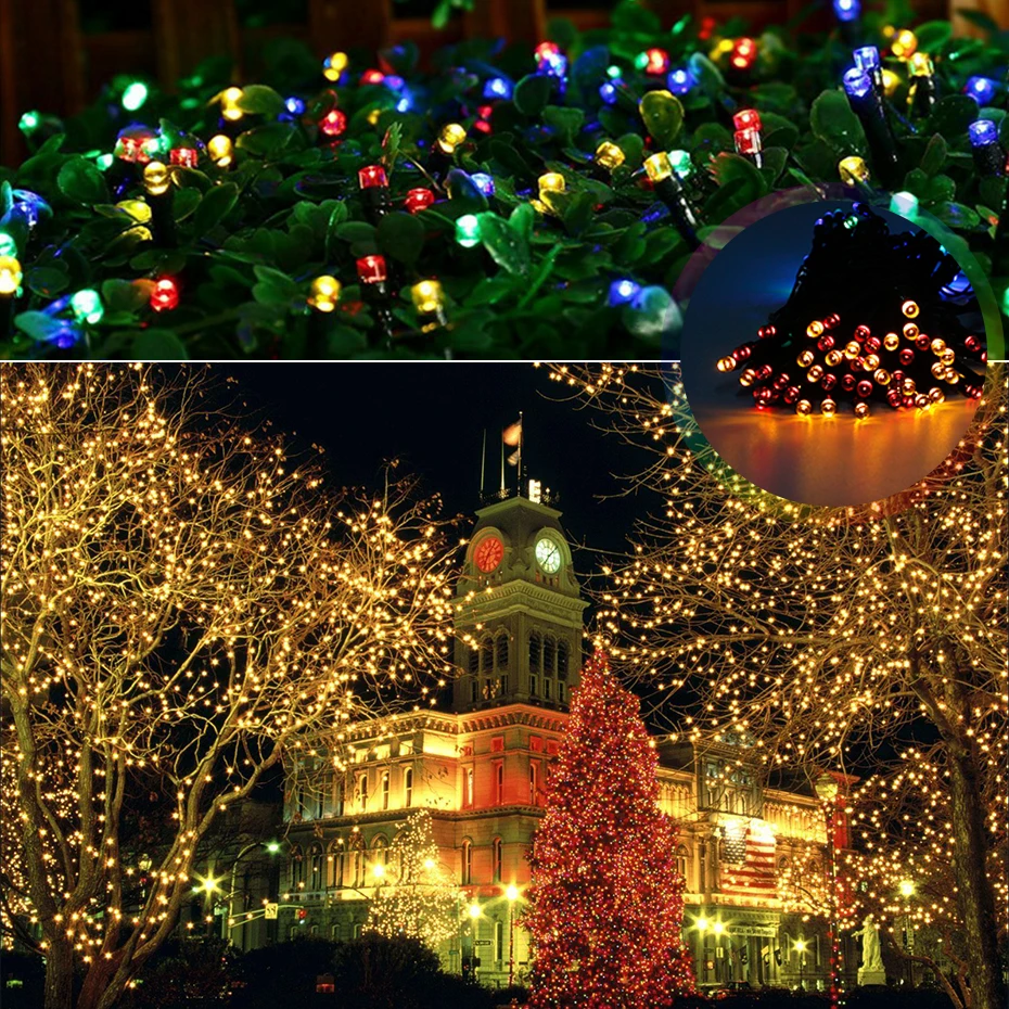 

50LEDs/100LEDs/200LEDs Led String Lights Outdoor Decorative Lighting 7M 12M 22M LED Solar Lamp Garden Christmas Holiday Lighting