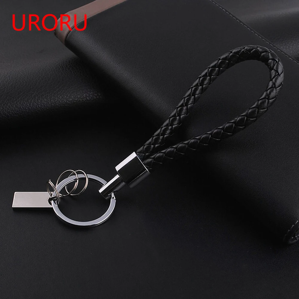 URORU Black PU Leather Braided Woven Rope Fit DIY bag