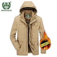 

2018 Plus size M-5XL men winter thicken hooded khaki jacket coat man casual brand 100% cotton black afs jeep fleece thick coats