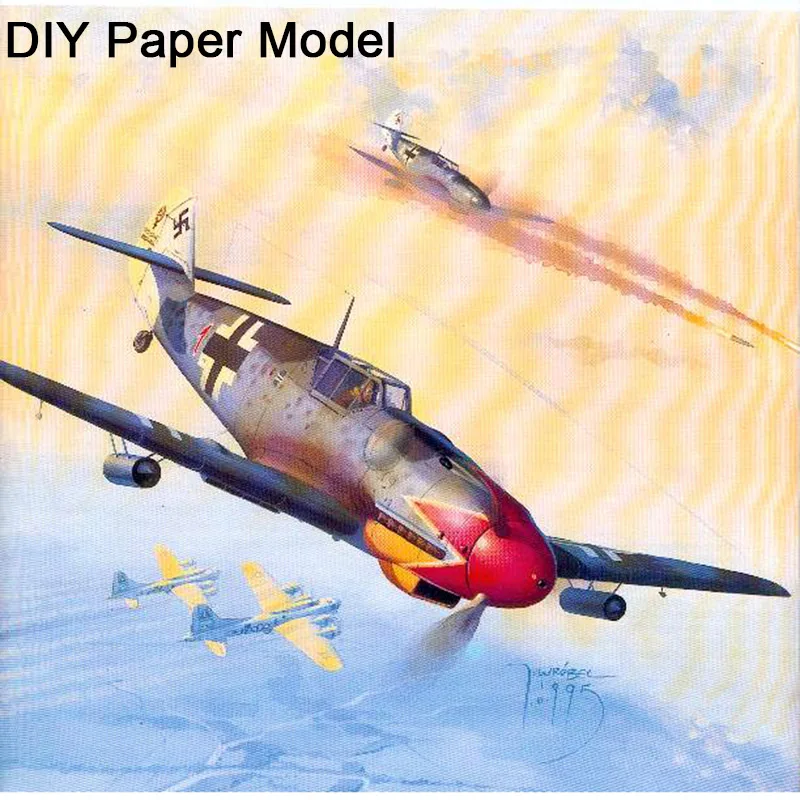 

1:24 Scale DIY Paper Model Messerschmitt Bf 109 G Aircraft Pepercraft Military Funs Gifts Boy Birthday Christmas Presents