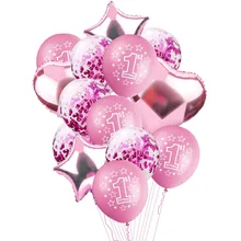 Детские душ девушка латексные воздушные шары конфетти набор 1 день рождения декоративные шары для дня рождения мальчик неоновые стикеры 1 год S8MZ