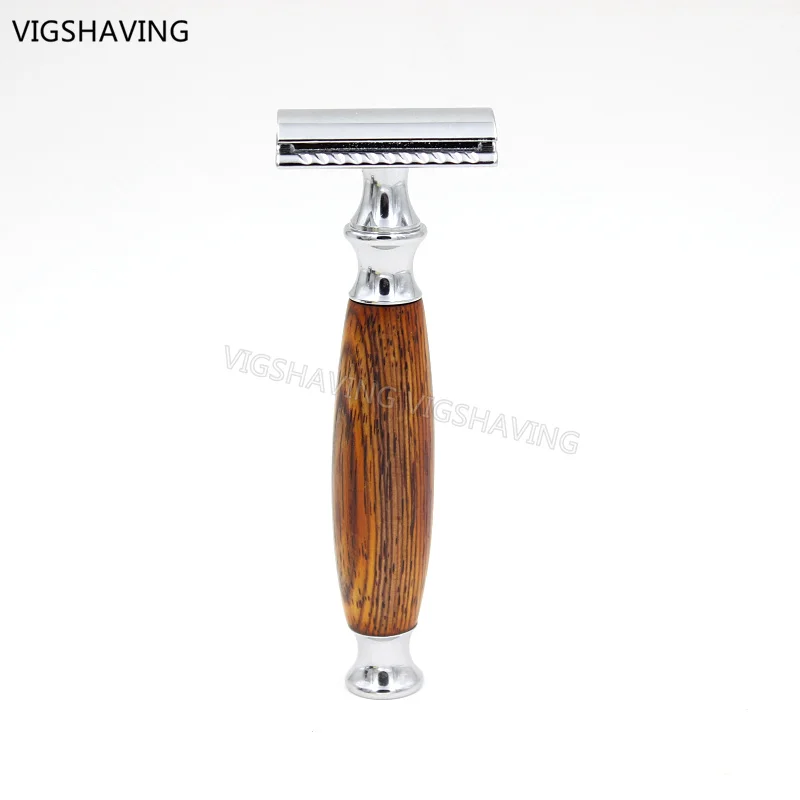 Cocobolo sandalwood Wood Handle and Chrome plated Double Edge Safety Razor For Men Barber Shave Tool