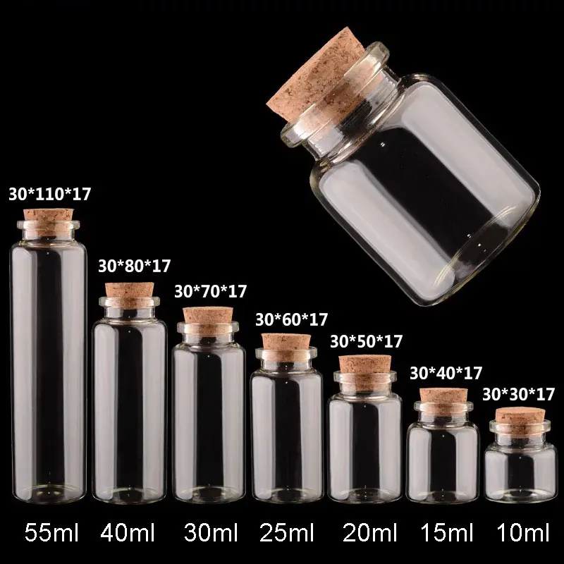 

Small Wishing Glass Bottle With Wood Cork Mini Empty Glass Penicillin Drifting Containers Decorative Craft Corked Stopper Vials