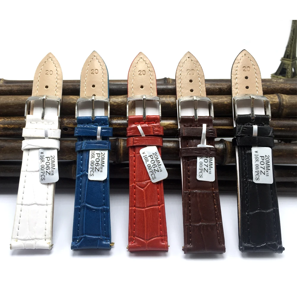 

New 16mm 20mm 22mm bracelets and watchbands Genuine Leather straps 2019 High Quality 5color Watch Band Free Shipping B014