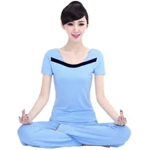Спортивный комплект для йоги, спортивный костюм для женщин, 2 предмета, рубашки с короткими рукавами, штаны, спортивная одежда для тренажерного зала