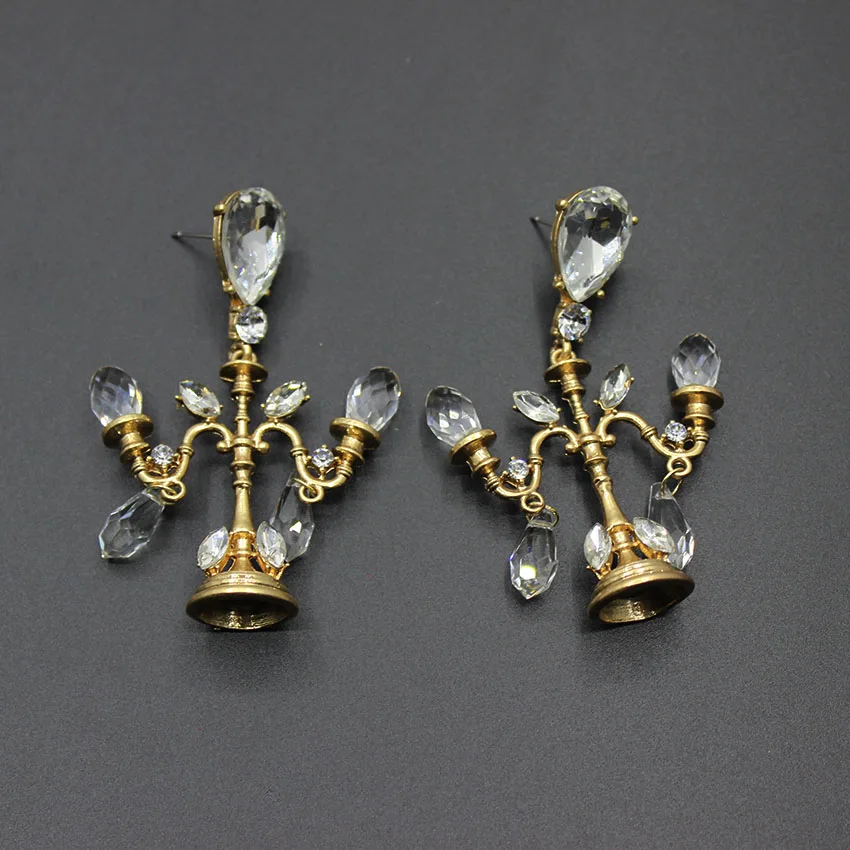 

New European and American baroque crystal chandelier earrings exaggerated ear ornaments retro long earrings 117