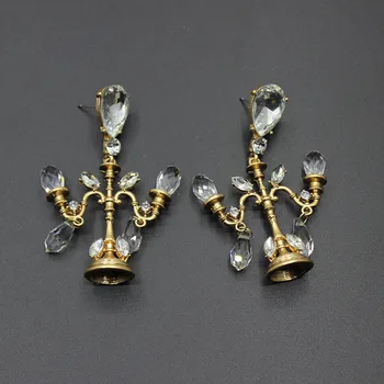 

New European and American baroque crystal chandelier earrings exaggerated ear ornaments retro long earrings 117