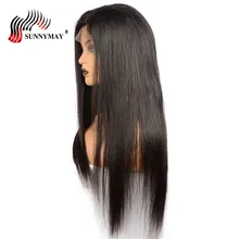 Sunnymay бразильские виргинские волосы кружевные передние человеческие волосы парики шелковые прямые с детскими волосами предварительно выщипанные для черной женщины