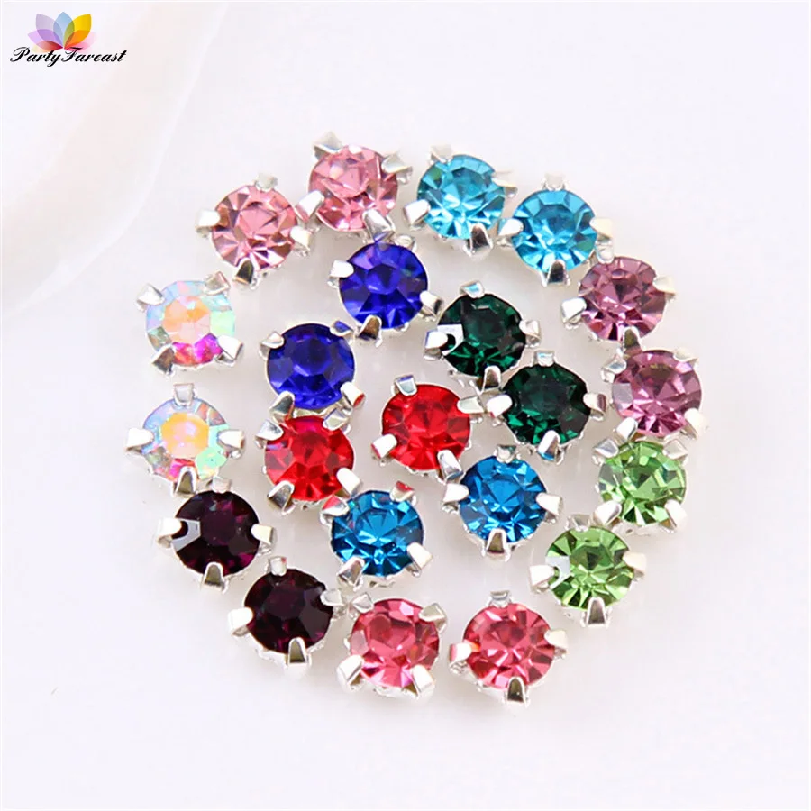

PF 50pcs 4MM Rhinestones Claw Drill Sew on Strass Beads Crystals for Needlework Bracelet Wedding Jewelry Accessories TZ003