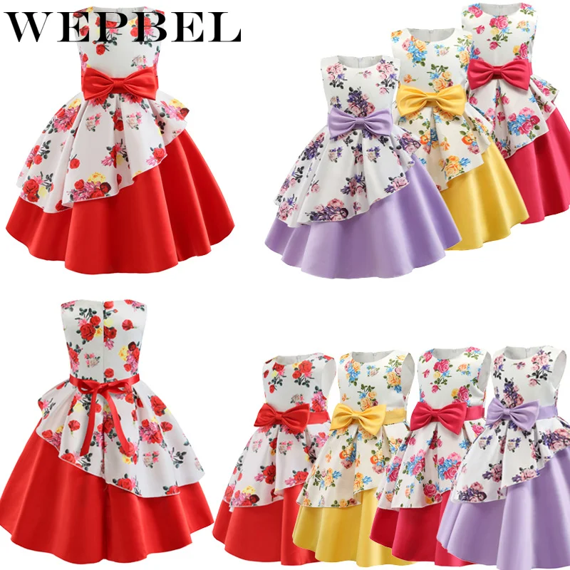 WEPBEL/модное кружевное Сетчатое платье принцессы без рукавов для маленьких девочек, 6 цветов, размеры на возраст от 3 месяцев до 10 лет платье с цветочным узором для девочек
